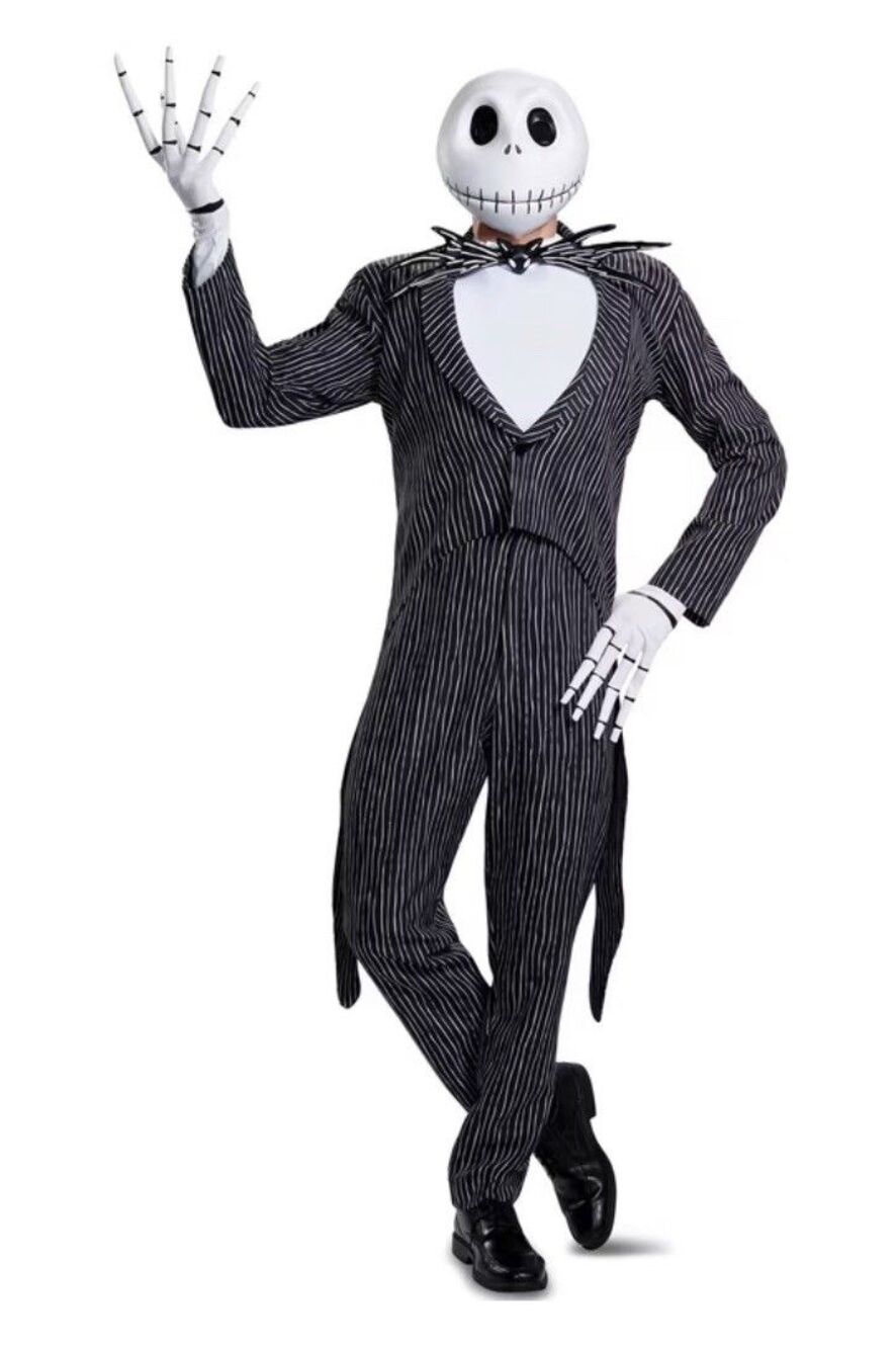 Jack Skellington Prestige Men's Costume + Extra Jack Mouth Mover Mask Size L/ XL